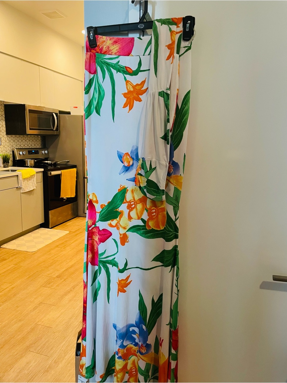 Floral 2 piece Maxi Skirt - White with Multicolor Tropical Print